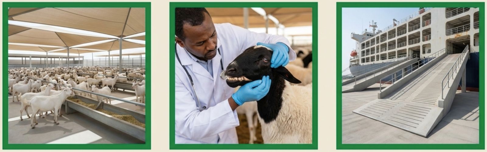ALC value chain — feedlot, veterinary inspection and export logistics